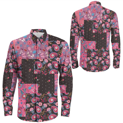 Shirt Paisley Bandana Pattern Seamless Long Sleeve Button Shirt