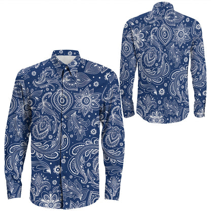 Shirt Paisley Bandana Pattern Seamless Long Sleeve Button Shirt