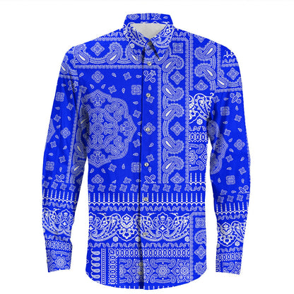 Shirt Paisley Bandana Pattern Seamless Long Sleeve Button Shirt