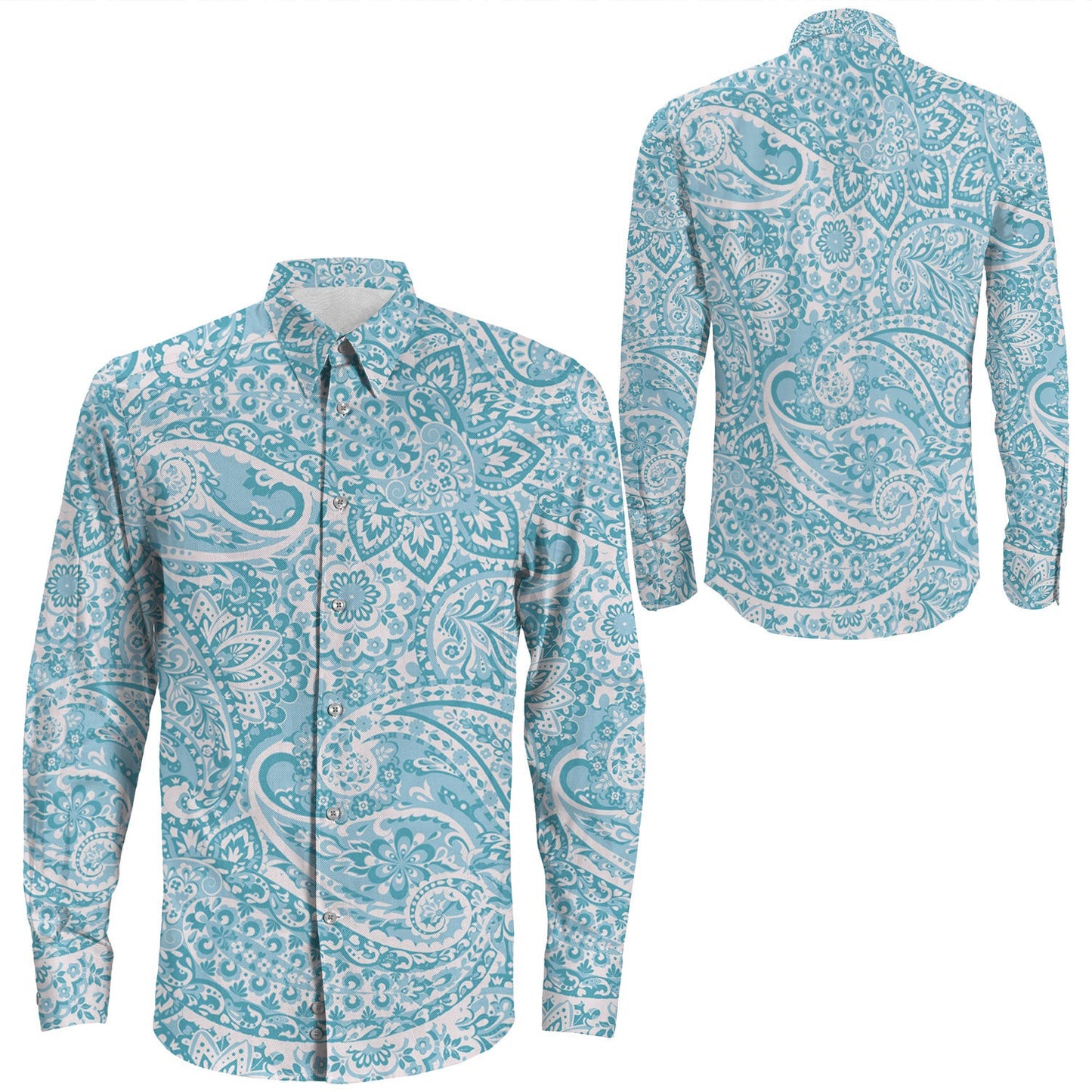 Shirt Paisley Bandana Pattern Seamless Long Sleeve Button Shirt