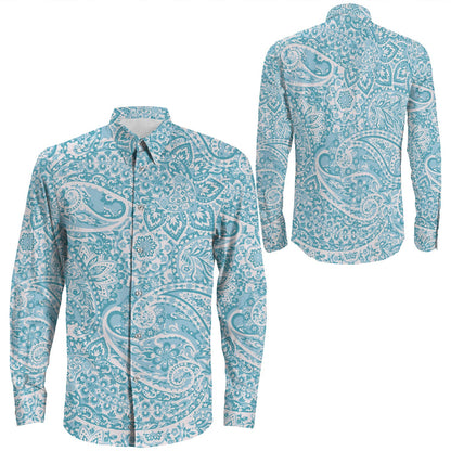 Shirt Paisley Bandana Pattern Seamless Long Sleeve Button Shirt