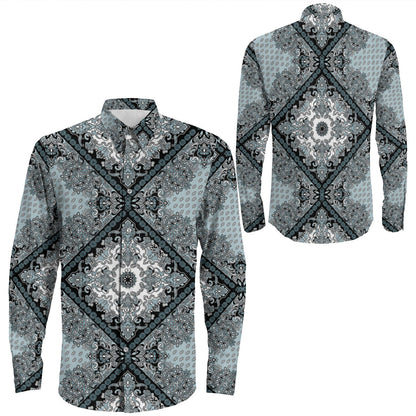 Shirt Paisley Bandana Pattern Seamless Long Sleeve Button Shirt