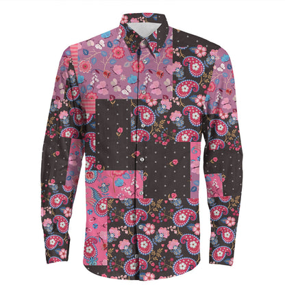 Shirt Paisley Bandana Pattern Seamless Long Sleeve Button Shirt