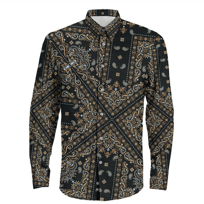 Shirt Paisley Bandana Pattern Seamless Long Sleeve Button Shirt