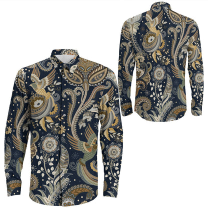 Shirt Paisley Bandana Pattern Seamless Long Sleeve Button Shirt