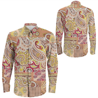 Shirt Paisley Bandana Pattern Seamless Long Sleeve Button Shirt