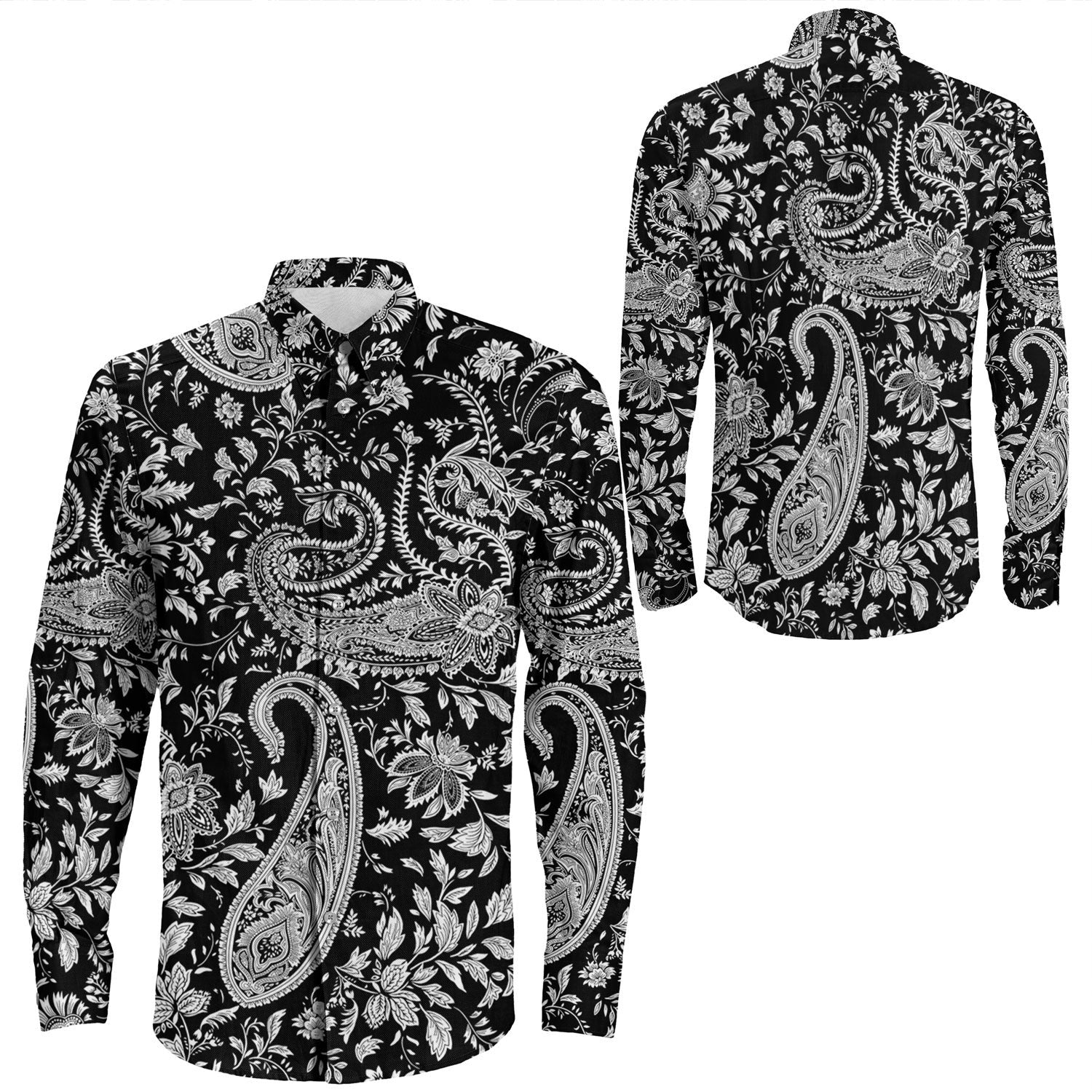 Shirt Paisley Bandana Pattern Seamless Long Sleeve Button Shirt