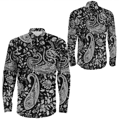 Shirt Paisley Bandana Pattern Seamless Long Sleeve Button Shirt
