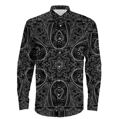 Shirt Paisley Bandana Pattern Seamless Long Sleeve Button Shirt