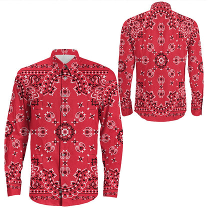 Shirt Paisley Bandana Pattern Seamless Long Sleeve Button Shirt