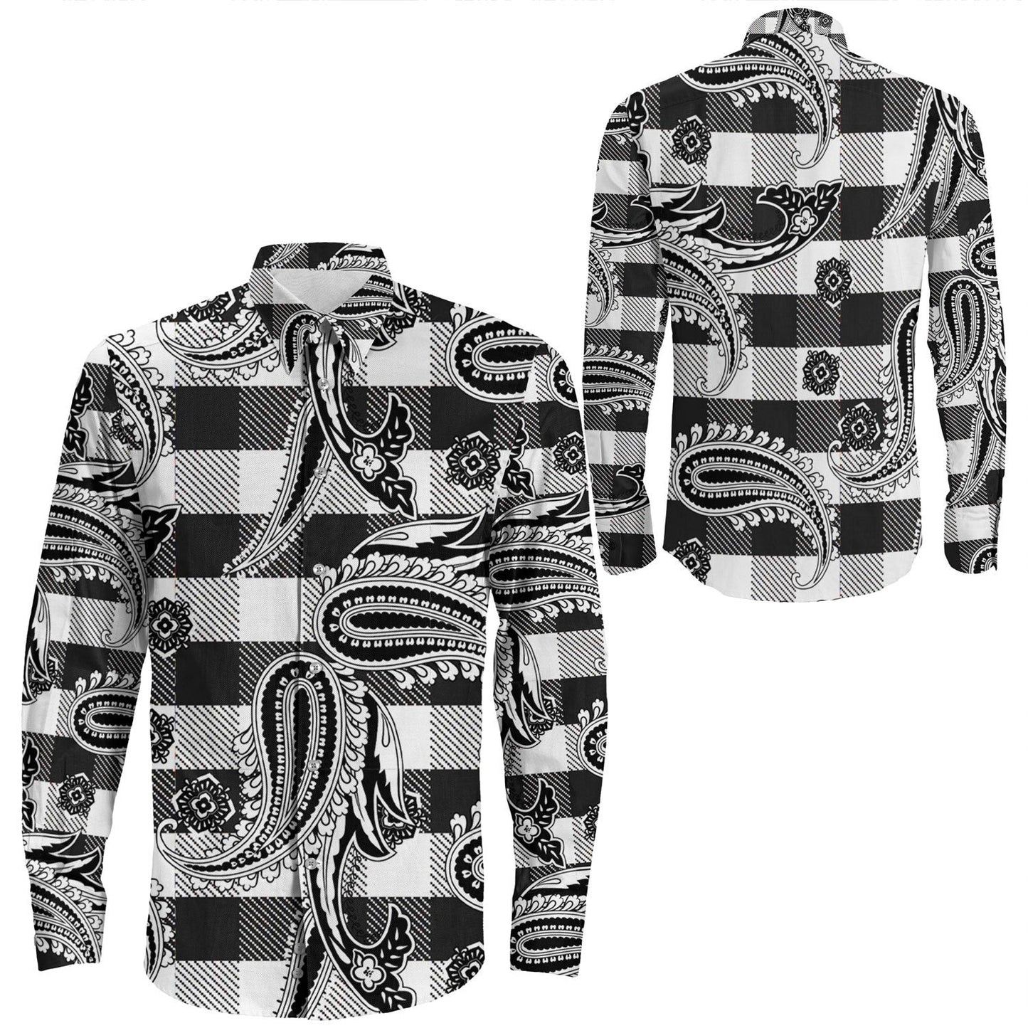 Shirt Paisley Bandana Pattern Seamless Long Sleeve Button Shirt