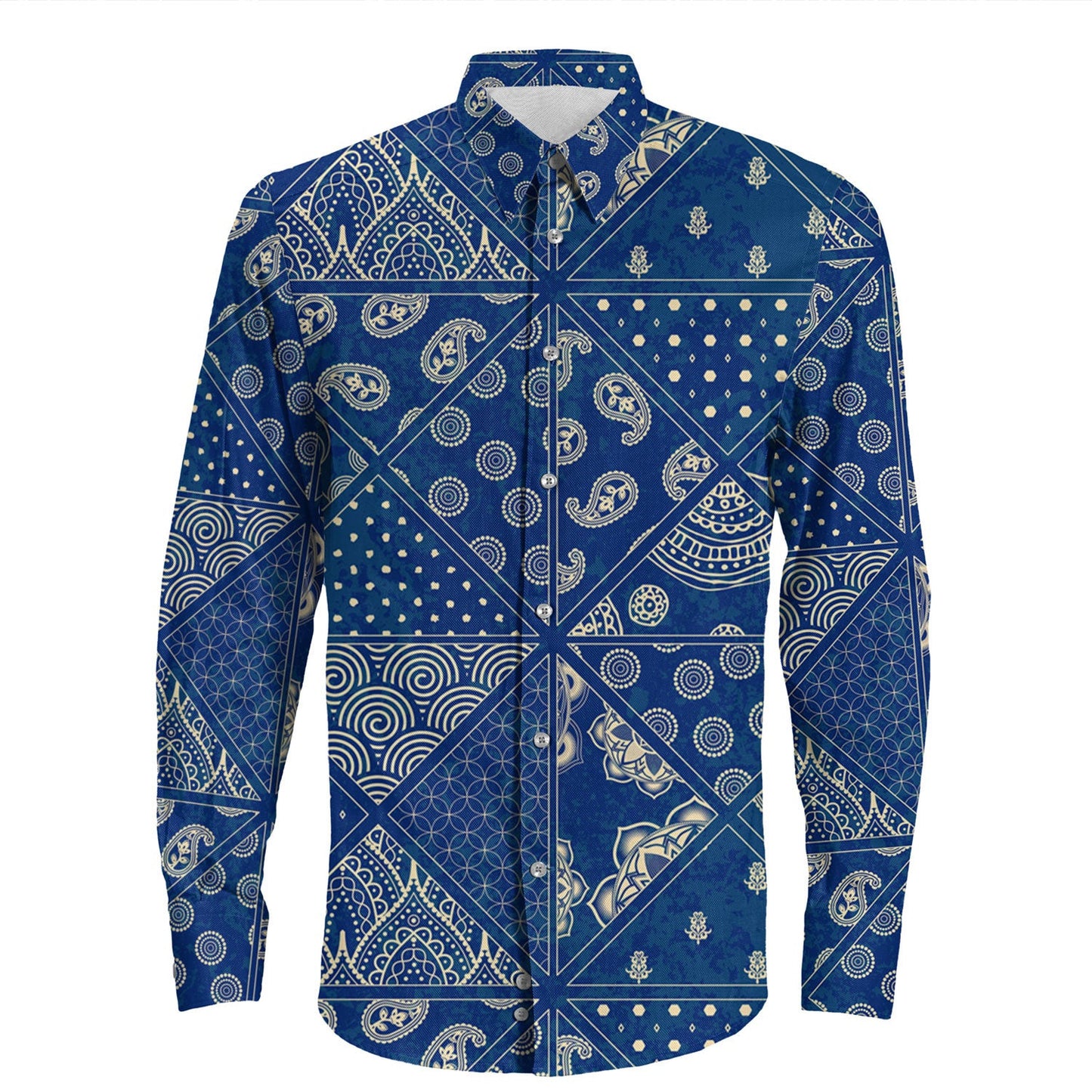 Shirt Paisley Bandana Pattern Seamless Long Sleeve Button Shirt