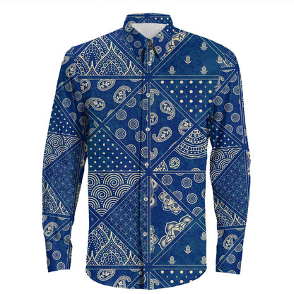 Shirt Paisley Bandana Pattern Seamless Long Sleeve Button Shirt