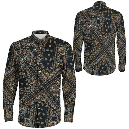 Shirt Paisley Bandana Pattern Seamless Long Sleeve Button Shirt