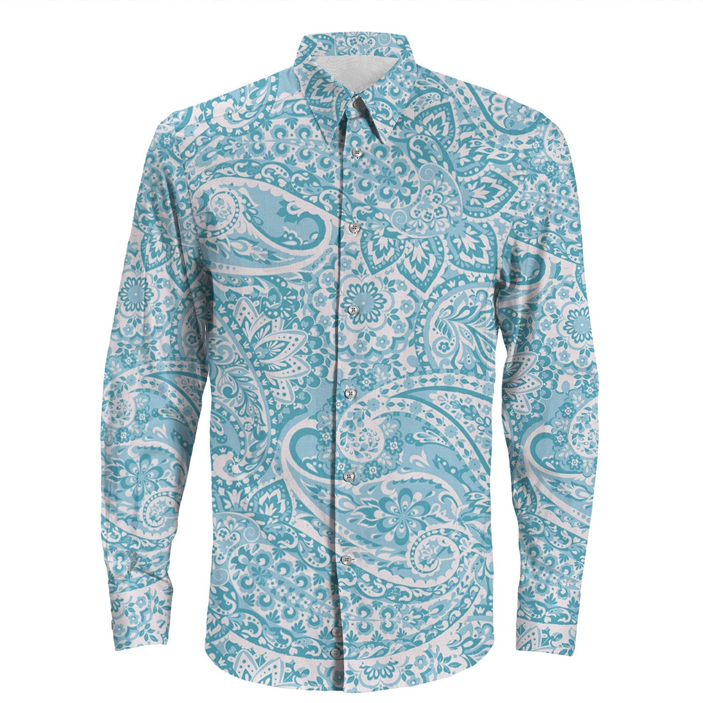 Shirt Paisley Bandana Pattern Seamless Long Sleeve Button Shirt