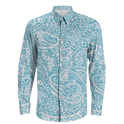 Shirt Paisley Bandana Pattern Seamless Long Sleeve Button Shirt