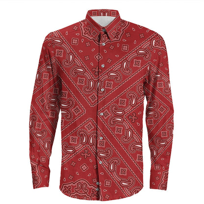 Shirt Paisley Bandana Pattern Seamless Long Sleeve Button Shirt