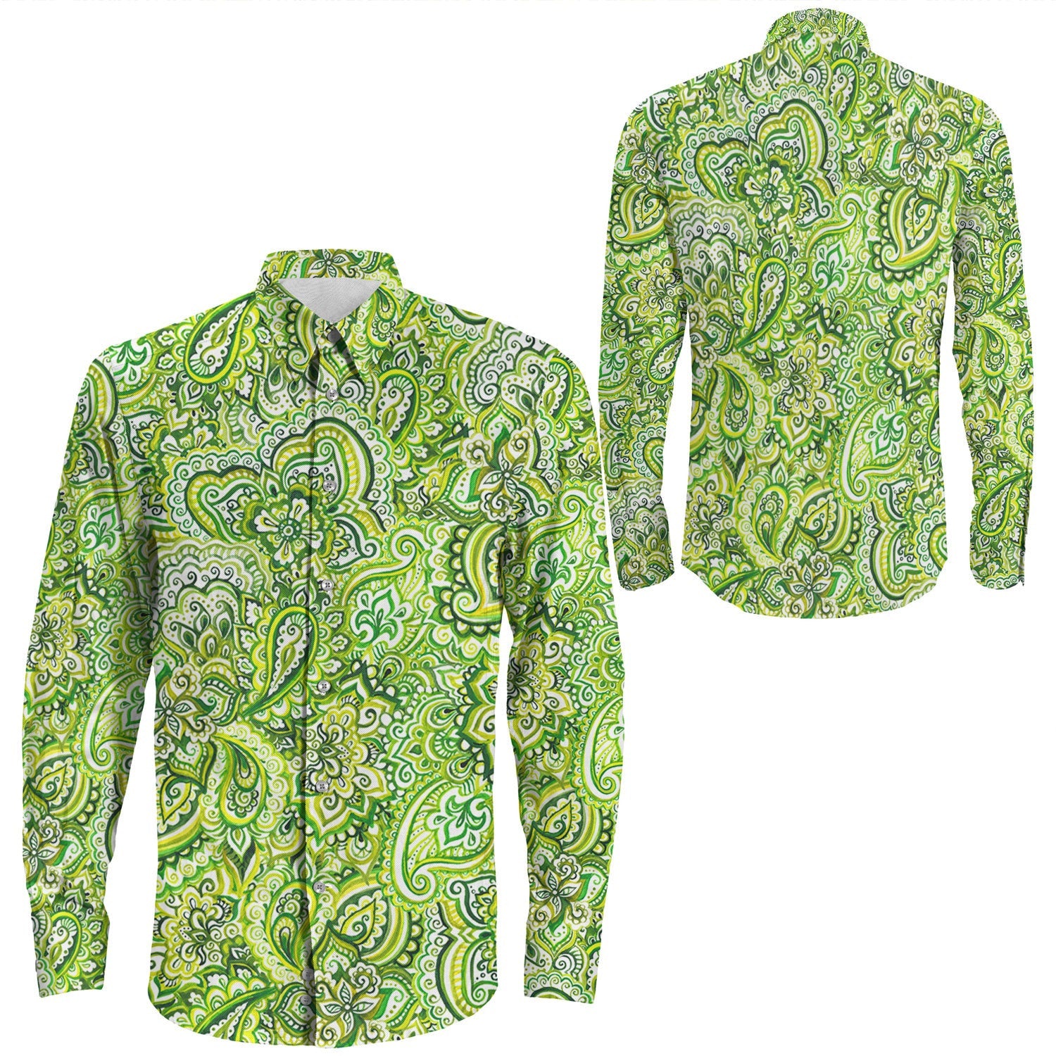 Shirt Paisley Bandana Pattern Seamless Long Sleeve Button Shirt