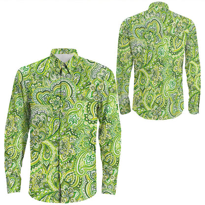 Shirt Paisley Bandana Pattern Seamless Long Sleeve Button Shirt