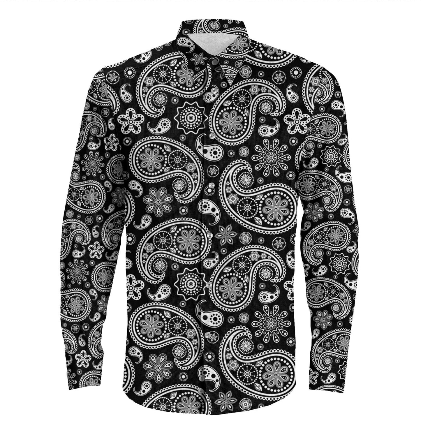 Shirt Paisley Bandana Pattern Seamless Long Sleeve Button Shirt