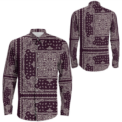 Shirt Paisley Bandana Pattern Seamless Long Sleeve Button Shirt