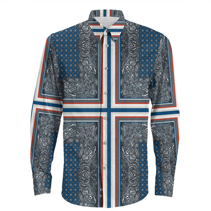 Shirt Paisley Bandana Pattern Seamless Long Sleeve Button Shirt