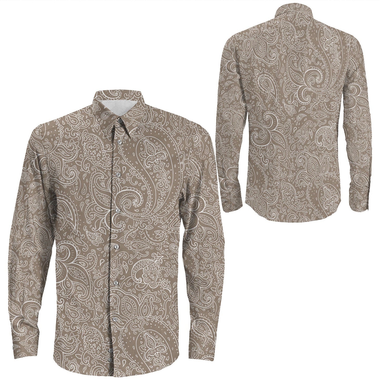 Shirt Paisley Bandana Pattern Seamless Long Sleeve Button Shirt