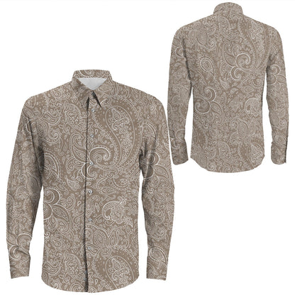 Shirt Paisley Bandana Pattern Seamless Long Sleeve Button Shirt