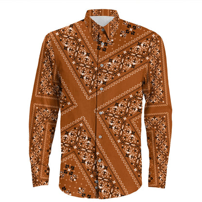 Shirt Paisley Bandana Pattern Seamless Long Sleeve Button Shirt