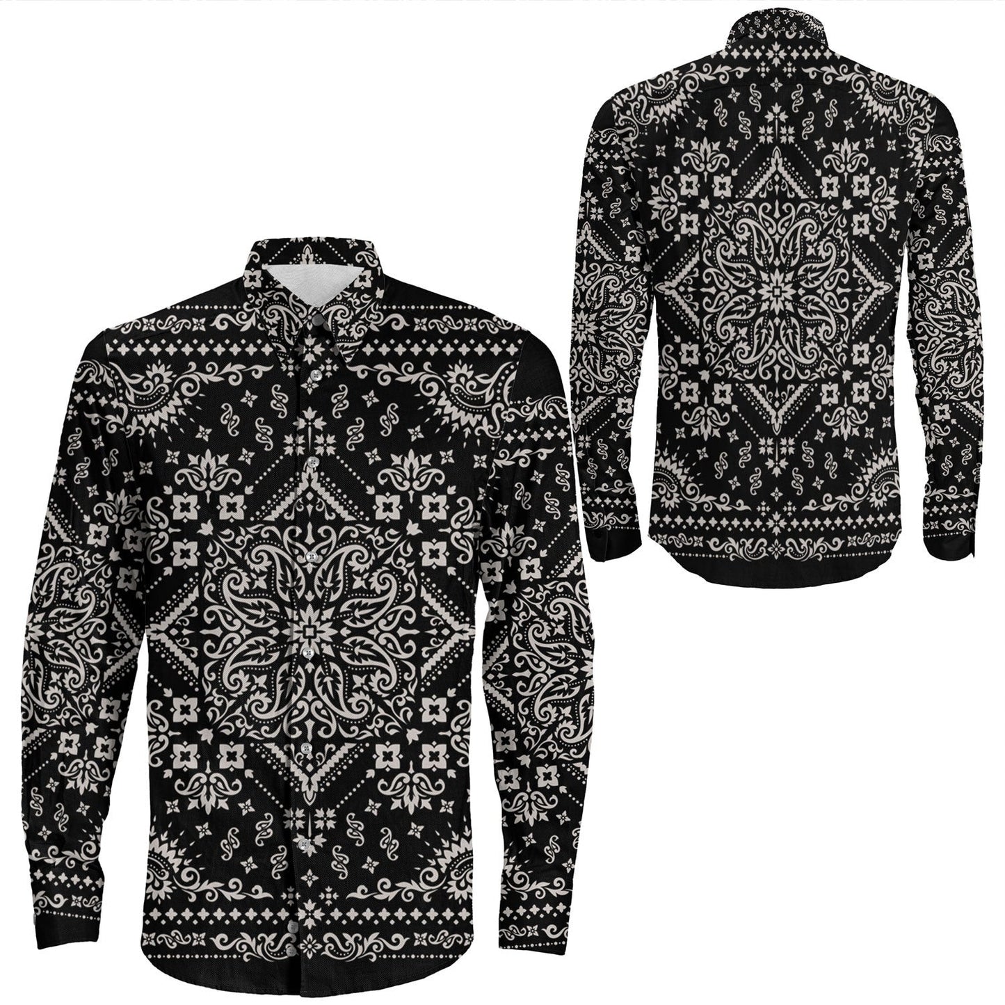 Shirt Paisley Bandana Pattern Seamless Long Sleeve Button Shirt