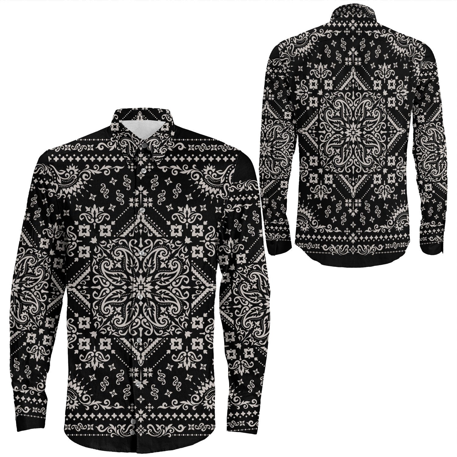 Shirt Paisley Bandana Pattern Seamless Long Sleeve Button Shirt