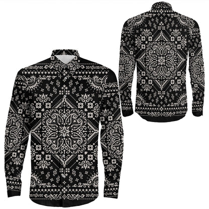 Shirt Paisley Bandana Pattern Seamless Long Sleeve Button Shirt