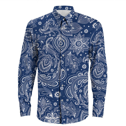 Shirt Paisley Bandana Pattern Seamless Long Sleeve Button Shirt