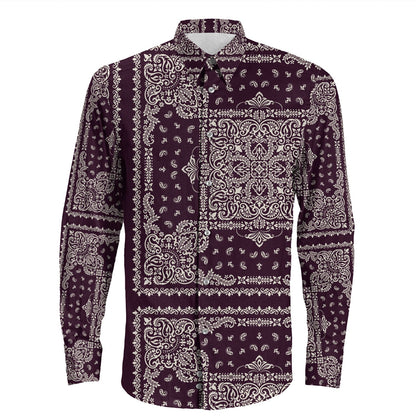 Shirt Paisley Bandana Pattern Seamless Long Sleeve Button Shirt