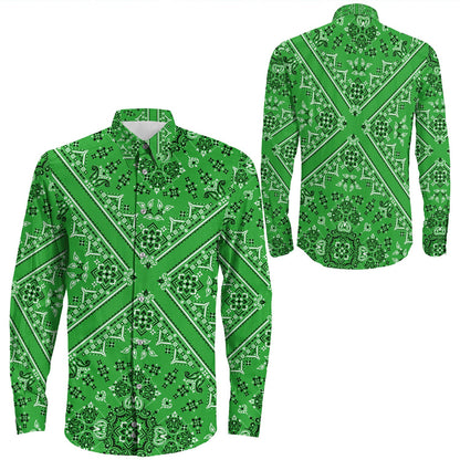 Shirt Paisley Bandana Pattern Seamless Long Sleeve Button Shirt