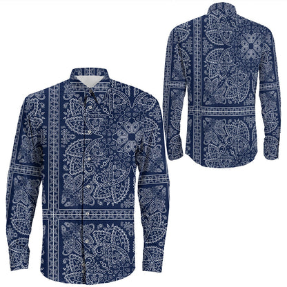 Shirt Paisley Bandana Pattern Seamless Long Sleeve Button Shirt
