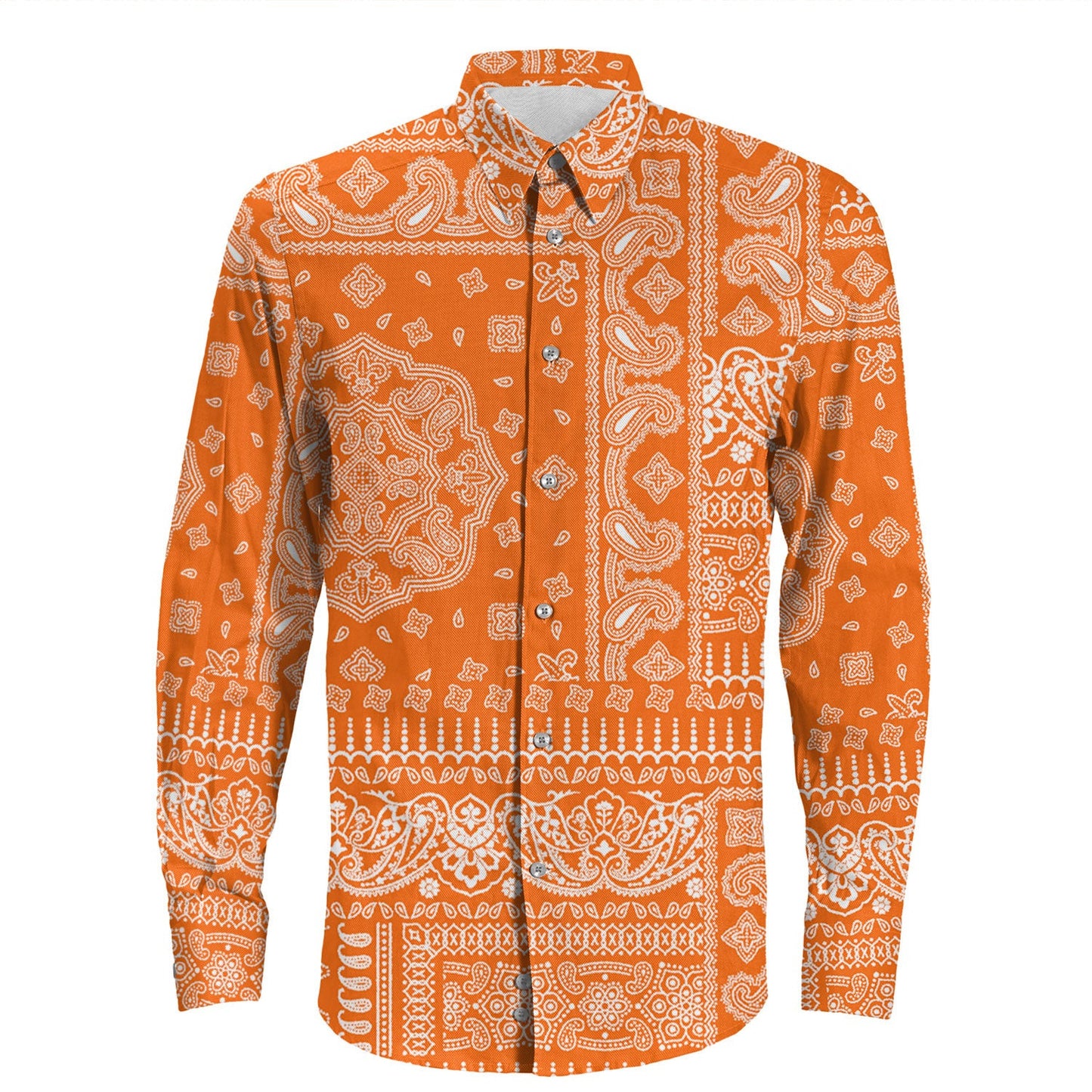 Shirt Paisley Bandana Pattern Seamless Long Sleeve Button Shirt