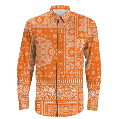 Shirt Paisley Bandana Pattern Seamless Long Sleeve Button Shirt