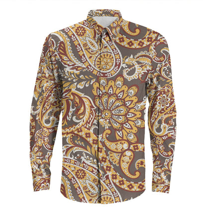 Shirt Paisley Bandana Pattern Seamless Long Sleeve Button Shirt