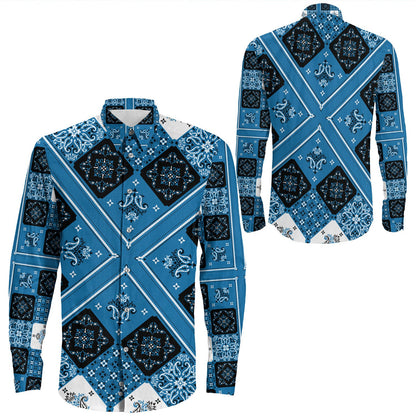 Shirt Paisley Bandana Pattern Seamless Long Sleeve Button Shirt