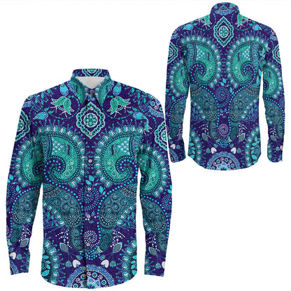 Shirt Paisley Bandana Pattern Seamless Long Sleeve Button Shirt