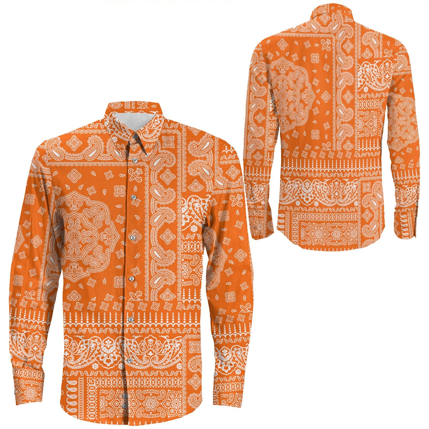 Shirt Paisley Bandana Pattern Seamless Long Sleeve Button Shirt