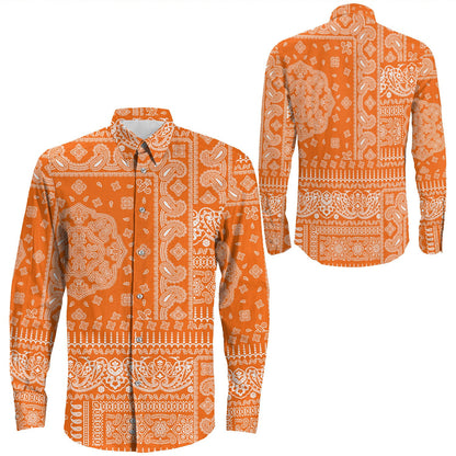 Shirt Paisley Bandana Pattern Seamless Long Sleeve Button Shirt