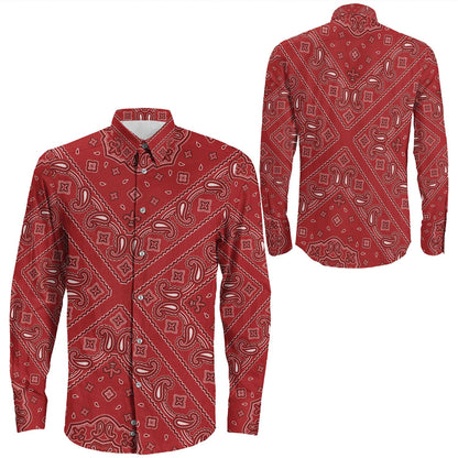 Shirt Paisley Bandana Pattern Seamless Long Sleeve Button Shirt