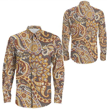 Shirt Paisley Bandana Pattern Seamless Long Sleeve Button Shirt
