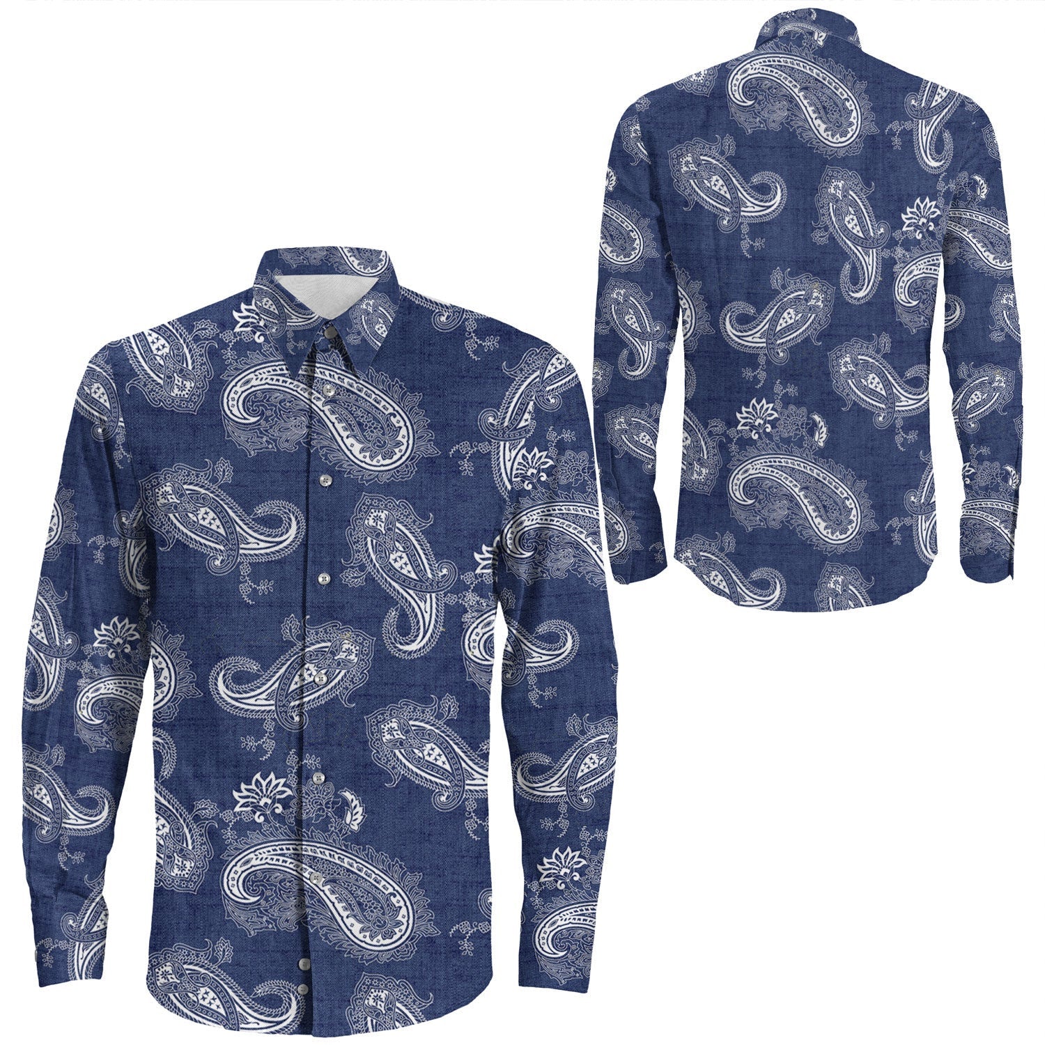 Shirt Paisley Bandana Pattern Seamless Long Sleeve Button Shirt
