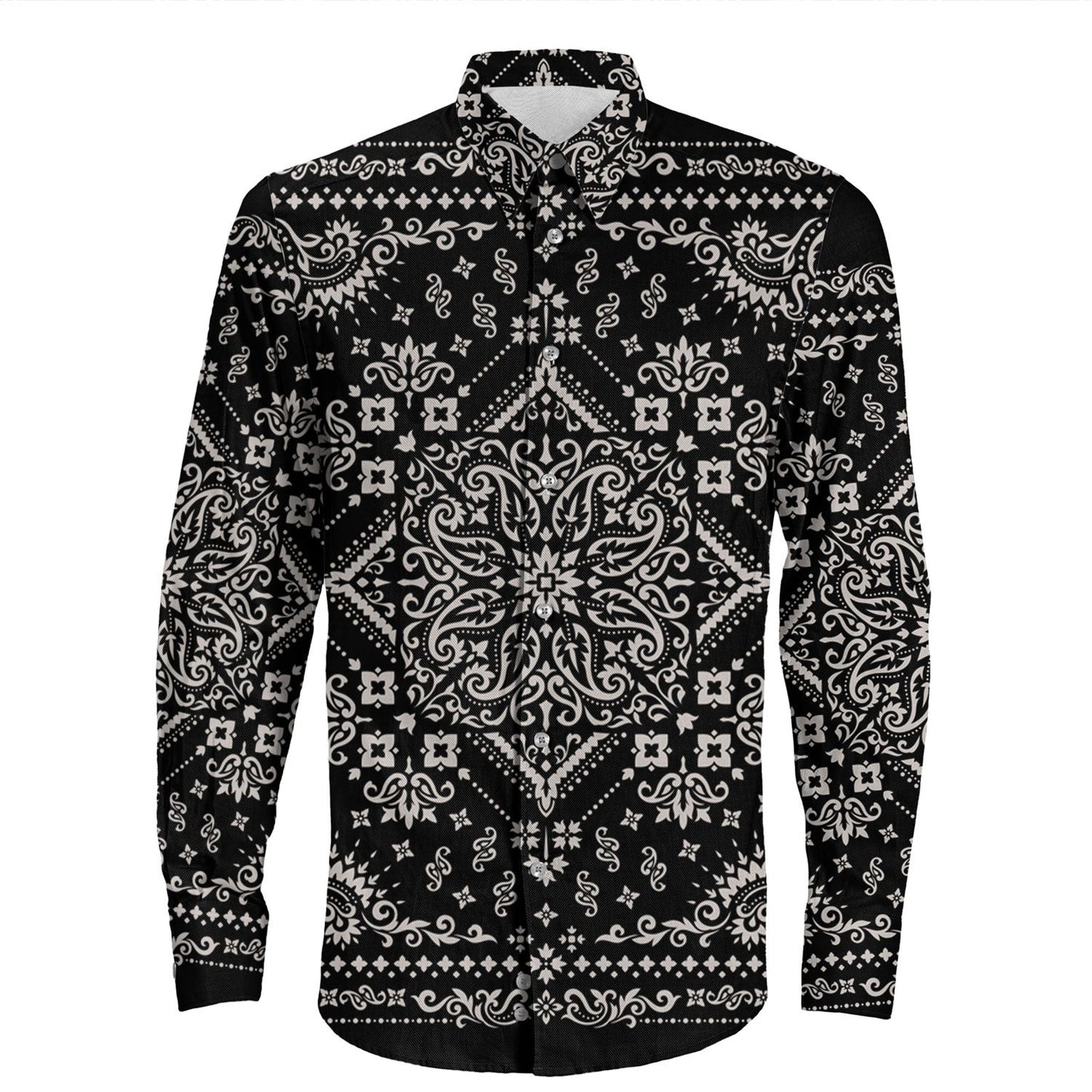 Shirt Paisley Bandana Pattern Seamless Long Sleeve Button Shirt