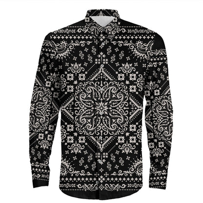 Shirt Paisley Bandana Pattern Seamless Long Sleeve Button Shirt