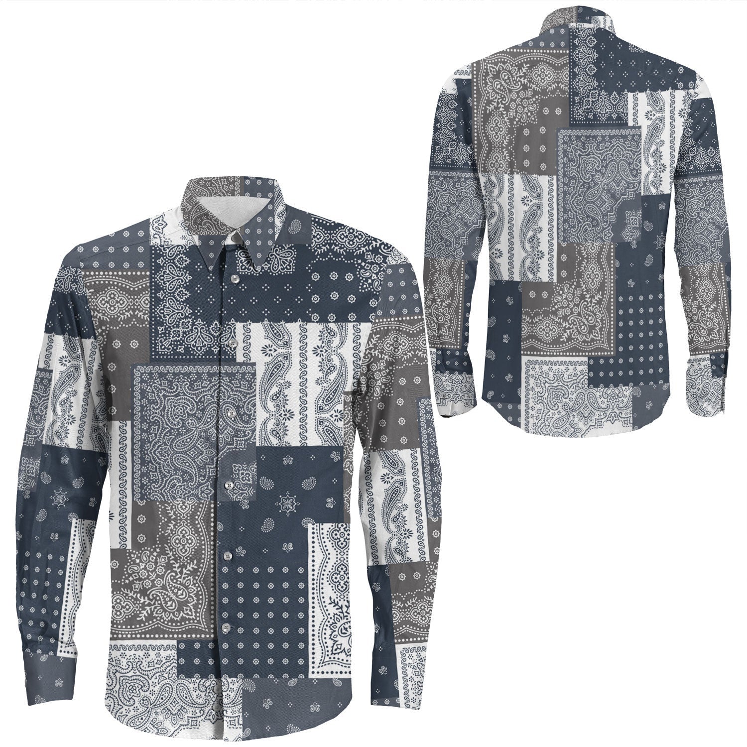 Shirt Paisley Bandana Pattern Seamless Long Sleeve Button Shirt