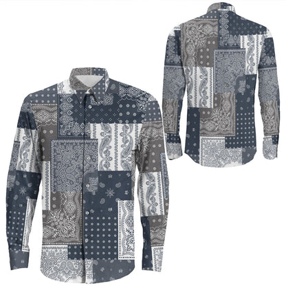 Shirt Paisley Bandana Pattern Seamless Long Sleeve Button Shirt